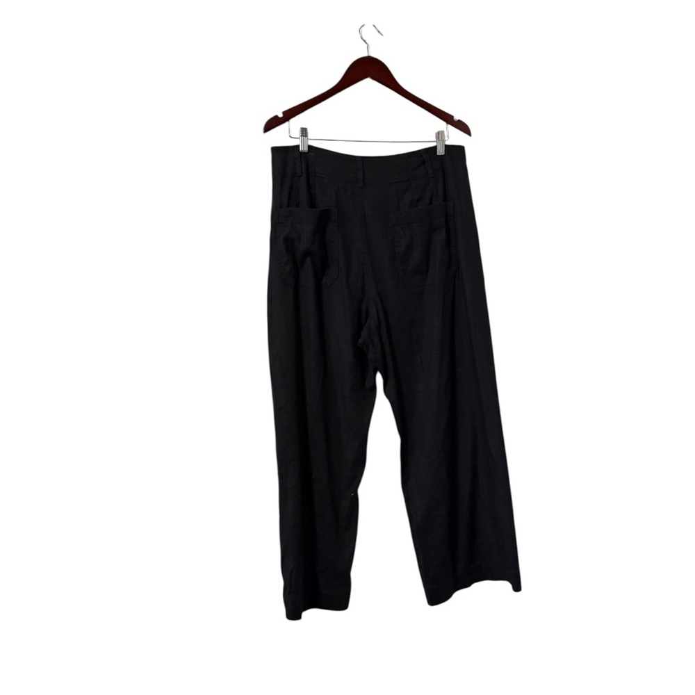 ANTHROPOLOGIE Maeve The Colette Black Linen Wide Leg Crop Pants Trousers - Picture 4 of 11